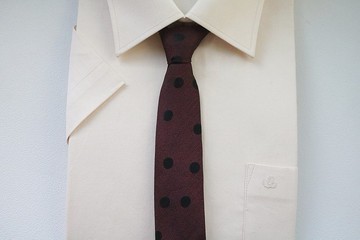 暗紅色波點真絲領帶窄版紳士裝tie