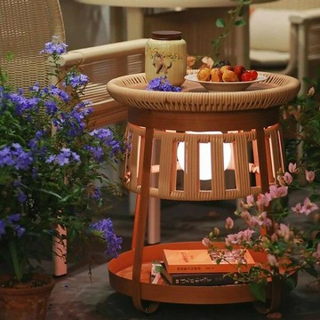 陽臺休閑區布置小桌椅組合藤椅三件套網紅室外花園中古風一桌兩椅