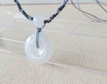 本命年【歲歲平安】平安扣雪花棉翡翠絲光編織項鍊*SA16*招財