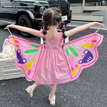 女童可愛蝴蝶連衣裙2025新款夏裝小女孩寶寶夏款夏季洋氣吊帶裙子