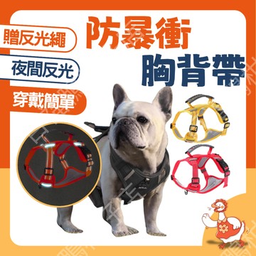 🔥百福鴨台灣現貨🔥寵物防暴衝胸背帶 夜間反光 防衝撞 夜間散步必備 S-L 小中大型犬適用 可調節透氣背帶 防掙脫胸背