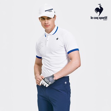 【LE COQ SPORTIF GOLF公雞高爾夫】男款白色立體剪裁舒適減壓吸汗速乾防曬短袖POLO衫 QGV2J012