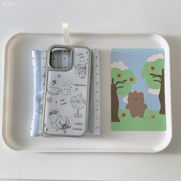 趣味素描貓咪蘋果17ProMax滴膠手機殼蘋果16Pro15/電鍍14iPhone13