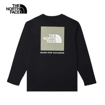 【The North Face 官方旗艦】北面男款黑色大尺寸LOGO長袖上衣｜8AT8JK3
