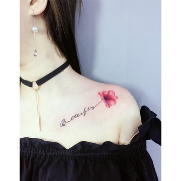輕紋身HC-085英文butterfly蝴蝶花朵👑大邱紋身👑【T08Z】新 假刺青微刺青 防水 紋身 刺青 貼紙 T08