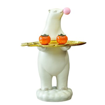 大型落地擺件客廳站立迎賓小熊茶幾動物托盤輕奢裝飾喬遷新居禮品