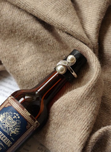 Vintage 古董 古著 復古 銀色仿珠珍珠戒指 Sarah Cov RIN5