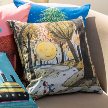 【繪見幾米】月光森林 亞麻風數位抱枕