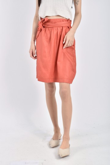 (L) michel klein質感假口袋橘色綁帶短裙