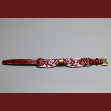 熱銷KITAMIGO非遺手工高定皮具寵物飾品項圈貓狗通用牽引繩酒紅色寬版