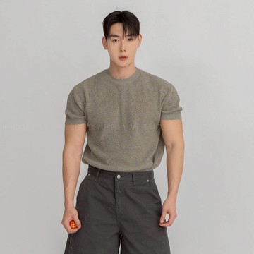 正韓輕薄半合身透氣亞麻針織短袖上衣 4色 YUPPIE 預購商品 0901