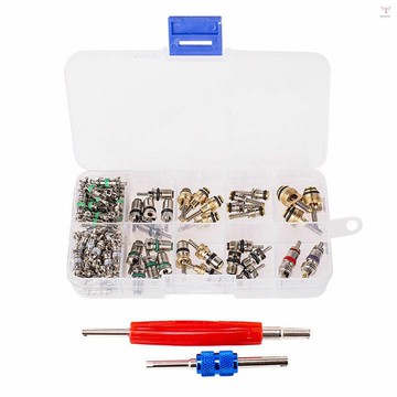 102 件汽車 R134a/R12 A/C 空調閥芯和拆卸工具套件 1/4'' 5/16''