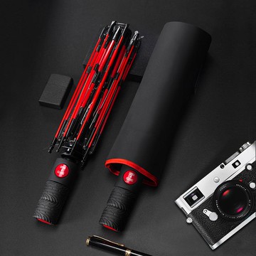 抗風暴遮陽自動傘三折紅色纖維骨架全自動雨傘男士防曬商務新款傘