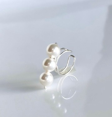 水晶珍珠 trio pearl 耳扣 silverfilled