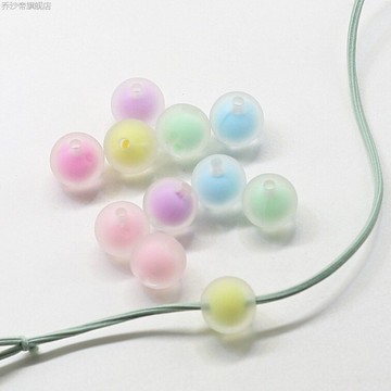 磨砂珠中珠 彩色穿孔亞克力直孔頭飾珠配件材料編織包包散珠6