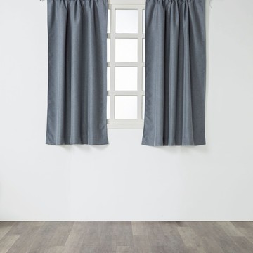 HOLA 和樂家居 PALETTE仿麻全遮光半腰窗簾  270 x 165cm  藍染藍