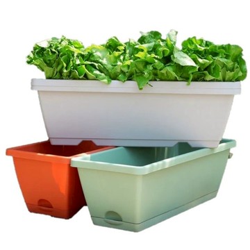 長型花盆【送接水底盤】盆 花盆 盆栽 長盆 長花盆 種菜盆 種植盆 菜盆 大花盆 蔬菜盆 塑膠花盆 種菜花盆 長方形花盆