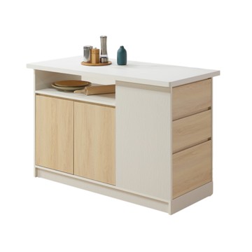 直人木業-溫馨系列雲白色雙面吧桌餐櫃130公分