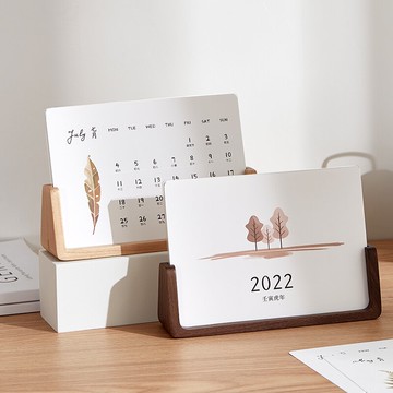 實木臺歷年定制日歷本桌面相框擺件虎年公司企業商用訂制logo
