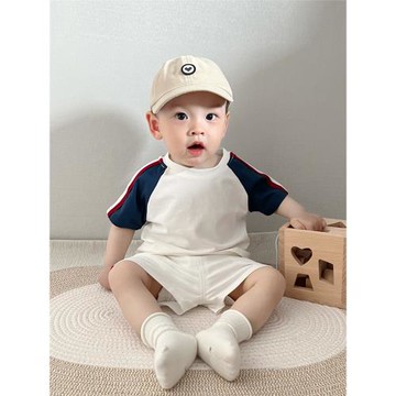 ins男寶寶夏季短袖套裝小童休閑超洋氣運動裝薄款兩件套嬰兒衣服