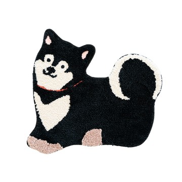 【日本OKA】FUND!T 可愛動物造型可水洗家居地墊-黑柴犬