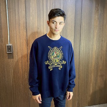美國百分百【全新真品】Ralph Lauren 大學T 刷毛長袖T恤 RL  polo  深藍色 XL號 CA05