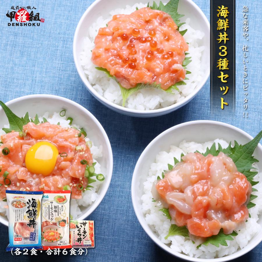 三種のサーモン海鮮丼セット（3種×各2食）　サーモンユッケ　いか　サーモン　いくら　LINEショッピング
