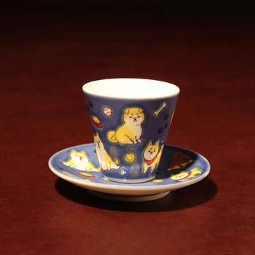 九谷燒 吉祥小杯 小碟 組 戌