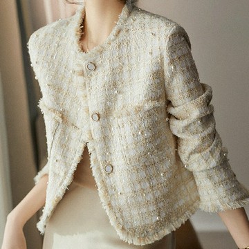 【巴黎精品】現貨+預購 頂級法式毛呢外套大衣OL西裝小香風外套寬鬆秋冬大碼休閒女裝-羊毛短版格紋a1lk15