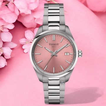 TISSOT 天梭錶 PR 100 簡約大三針 時尚腕錶 女錶 手錶 聖誕節 禮物-T1502101133100/粉色 34mm