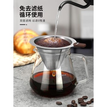咖啡濾網不銹鋼咖啡過濾器手沖咖啡濾杯過濾網咖啡漏斗套裝濾壺