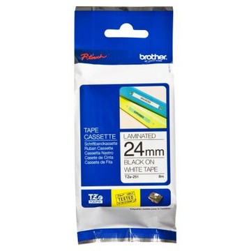 【Brother 兄弟】TZe-251 護貝標籤帶 ( 24mm 白底黑字 )