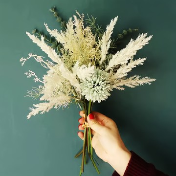 KUIBAO 快豹生活 Ingrid北歐風仿真花 38cm  藍色落新花束  1個