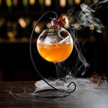 酒吧百科創意鳥尾酒杯 酒吧懸掛式玻璃雞尾酒杯 吊瓶球杯鐵架掛杯