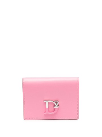 Dsquared2 - logo-plaque foldover wallet - women - Calf Leather/Cotton - One Size - Pink