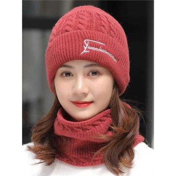 帽子女帽2025新款女款冬季針織秋冬加絨加厚毛線護耳帽圍脖套保暖