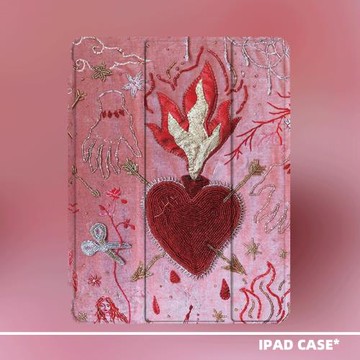 原創小眾藝術火焰之心適用11代2025款air7ipadpro11三折ipad殼防彎亞克力平板殼9代10.2寸air4/5mini6帶筆槽