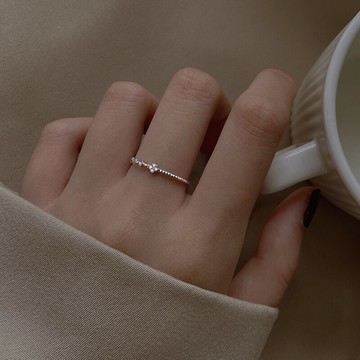 925純銀四葉草戒指女夏季年新款潮開口可調節肖邦戒子食指戒