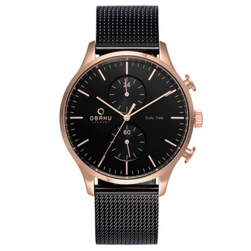 OBAKU 流轉光年雙時區米蘭帶錶款-V196GUVBMB/42mm
