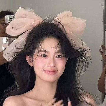 【蜜糖の髮飾】臺灣出貨唯美新款超仙粉色大蝴蝶結髮夾新娘結婚紗禮服減齡顯臉小拍照頭飾