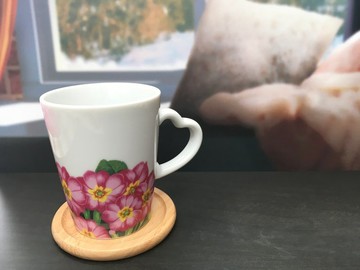 可燙金/銀！花朵 粉紅 愛心把手馬克杯