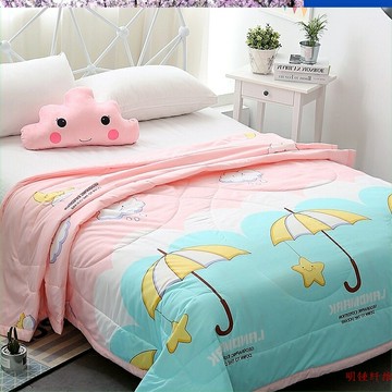 家用薄款草莓幼兒園空調被棉被1米5x2米的被子小學生1.5乘2米女生