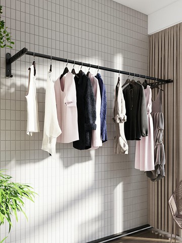 折疊晾衣架桿免打孔壁掛式小型家用陽臺隱形室內外浴室衛生間側裝