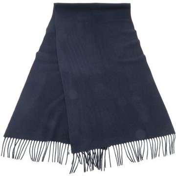 Max Mara-WEEKEND SCOGLIO 100%羊毛 字母W刺繡補丁深藍色流蘇披肩 圍巾(182x50CM)