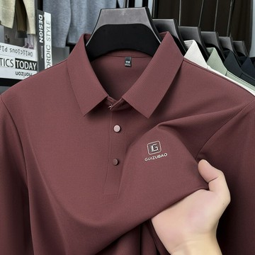 polo衫長袖男 春秋季2025新款中年爸爸裝寬松T恤衫翻領休閑上衣服鑫弘-衣錦男裝