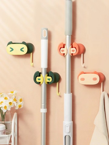 拖把掛鉤免打孔浴室強力固定器掛掃把衛生間拖布夾壁卡扣掛架神器