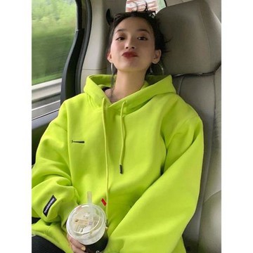 2025秋冬新款爆款綠色美式慵懶連帽衛衣女寬松今年流行小個子歐貨