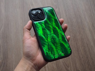 綠色 珍珠母貝 手工手機殼 適用iPhone16,15,14,13,12,11 Pro Max