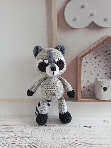 鉤針浣熊，毛絨玩具動物，給孩子的禮物，第一個玩具，生日禮物