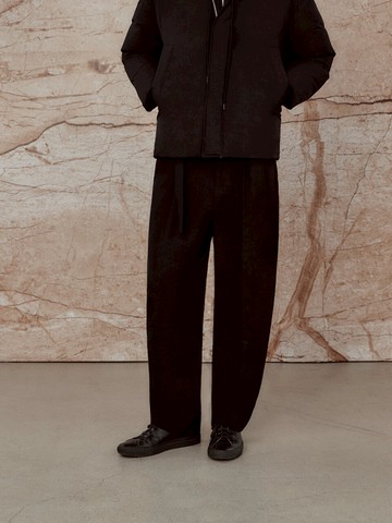 Belted Pintuck Detail Loose Pants Black